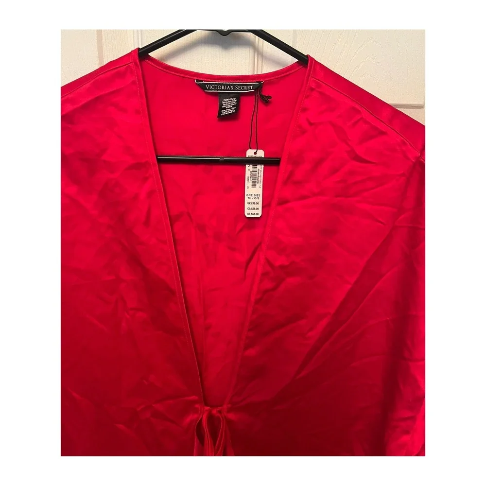Victoria's Secret NWT $58 Womens 2018 Red Satin Flutter Sleeve 